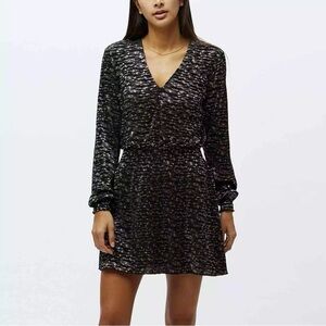 OBEY Orion Black Metallic V Neck Mini Dress, Size S